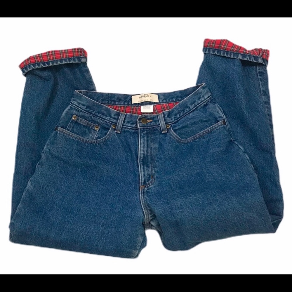 Vintage LLBean High Waist Flannel Lined Jeans 12